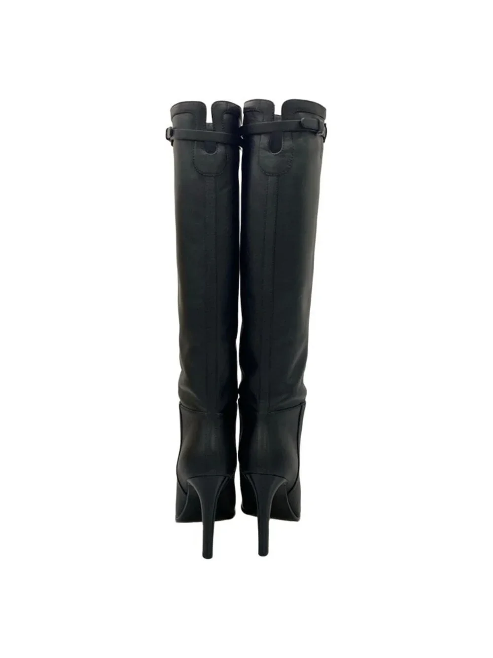 Chanel Long Boots 37.5 C Black CC Logo Leather